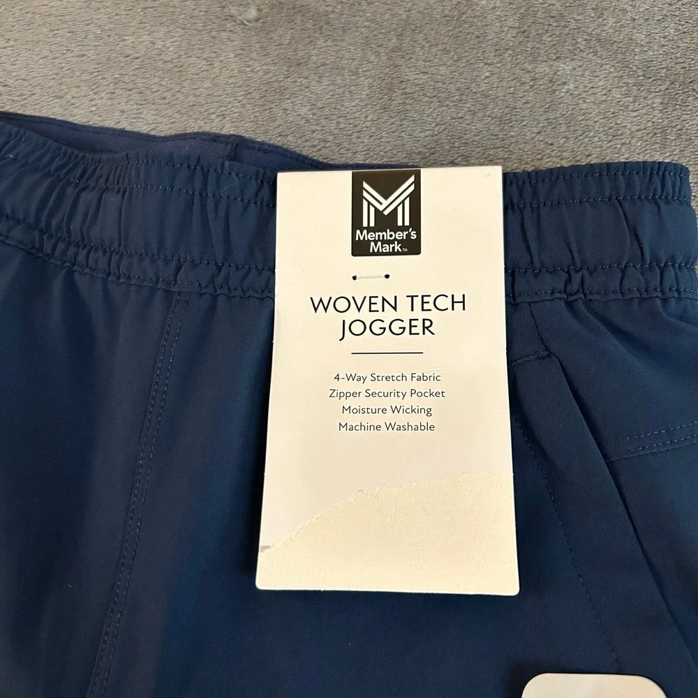 Member's Mark Woven Tech Jogger Pants Zipper Pocket Blue Youth XS‎ (4/5) NWT